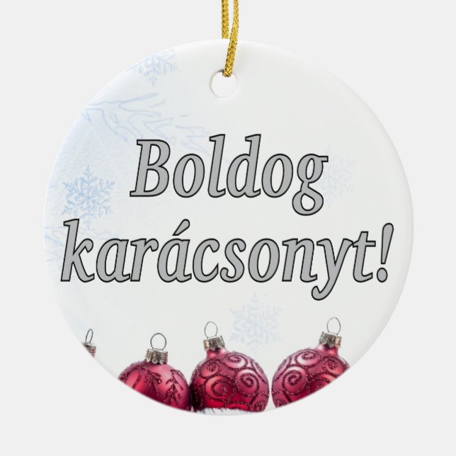 Boldog karácsonyt! God jul på ungerska wf Julgransprydnad Keramik (Framsidan)
