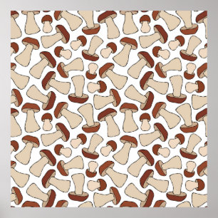 Boletus eller Porcini Mushroom Sömlös ändlös penna Poster