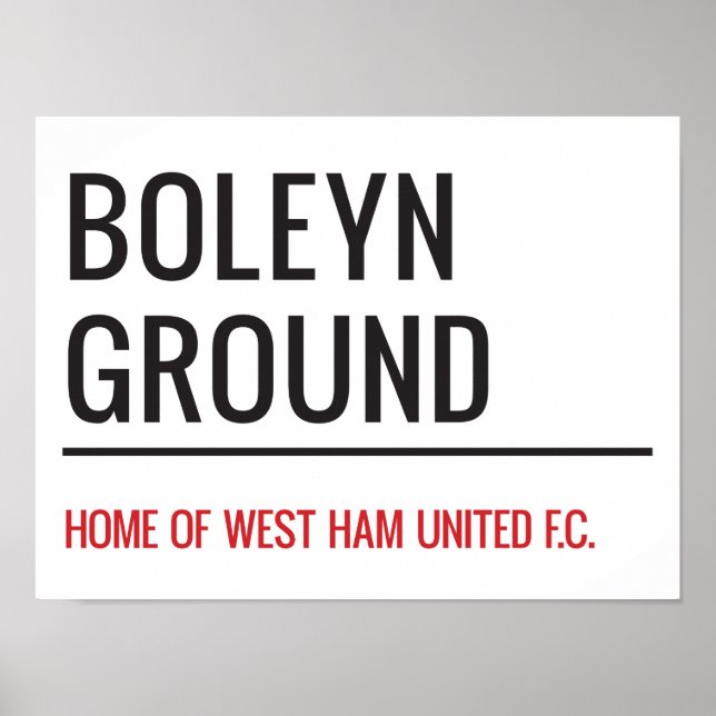 Boleyn Ground Stadium Street Sign Poster (Framsidan)