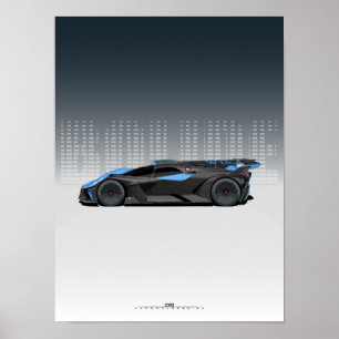 Bolide Hypercar - Futuristiska Black and Blue car Poster