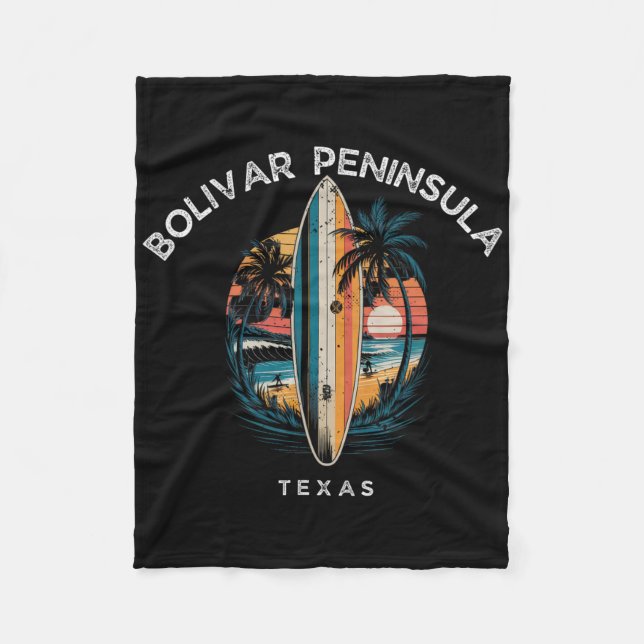 Bolivarhalvön Texas Män Kvinnor Surfing  Fleecefilt (Framsidan)