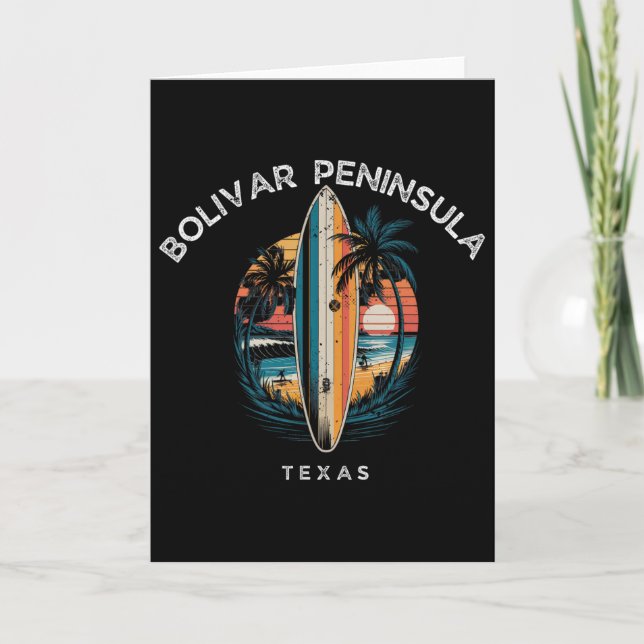 Bolivarhalvön Texas Män Kvinnor Surfing  Kort (Framsida)