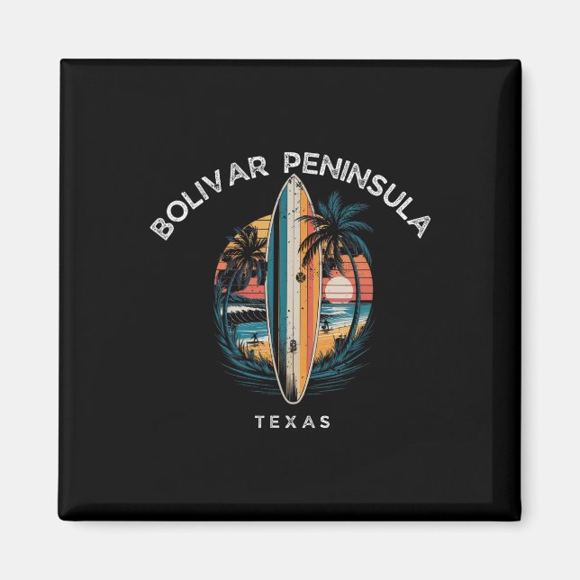Bolivarhalvön Texas Män Kvinnor Surfning  Magnet (Framsidan)