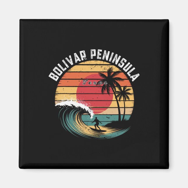 Bolivarhalvön Texas Strand Surfing  Magnet (Framsidan)