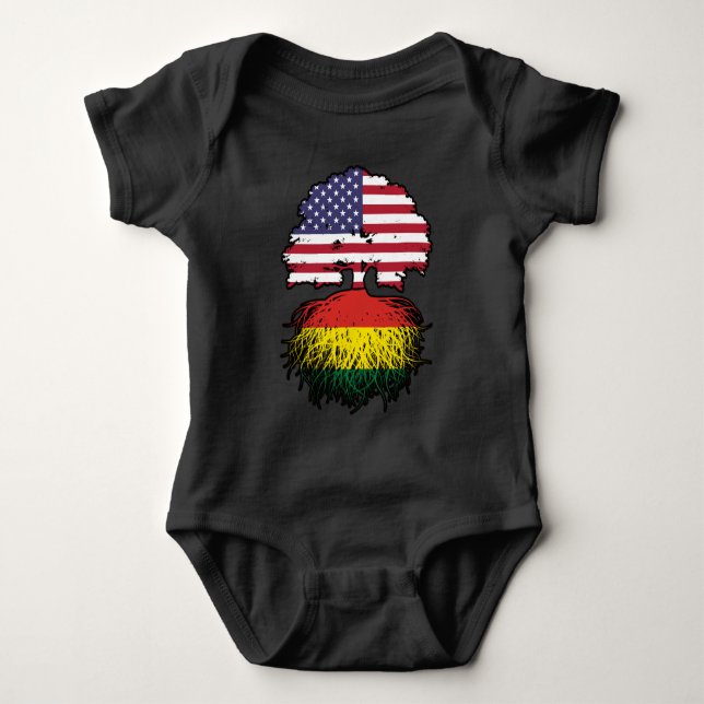 Bolivia Bolivia Amerikanska Träd Roots Flagga T Shirt (Framsida)