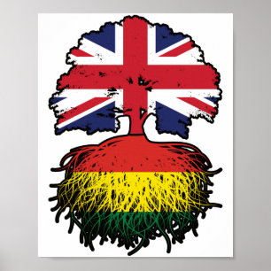 Bolivia Bolivia British Träd Roots Flagga Poster