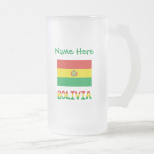 Bolivia Boliviansk Flagga Personlig Grön Text Frostat Ölglas