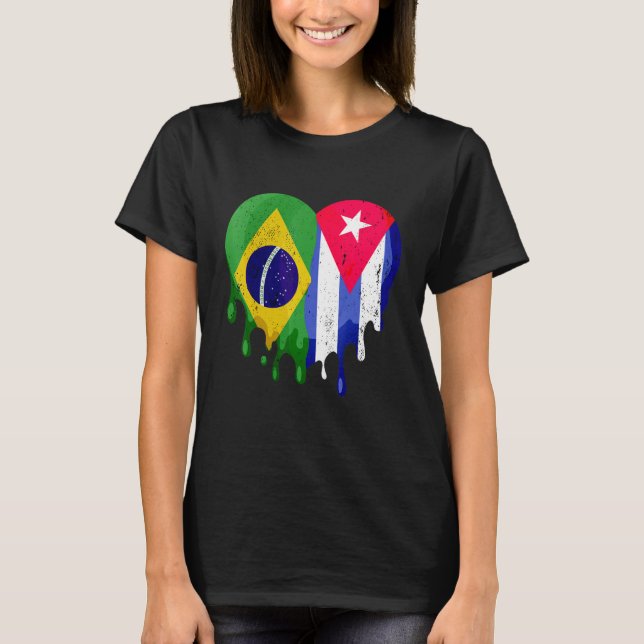 Bolivia Cuba Flag Heart Citizen Grown Patriot Coun T Shirt (Framsida)