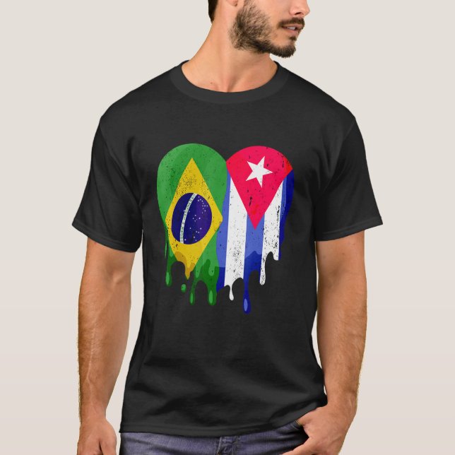 Bolivia Cuba Flag Heart Citizen Grown Patriot Coun T Shirt (Framsida)