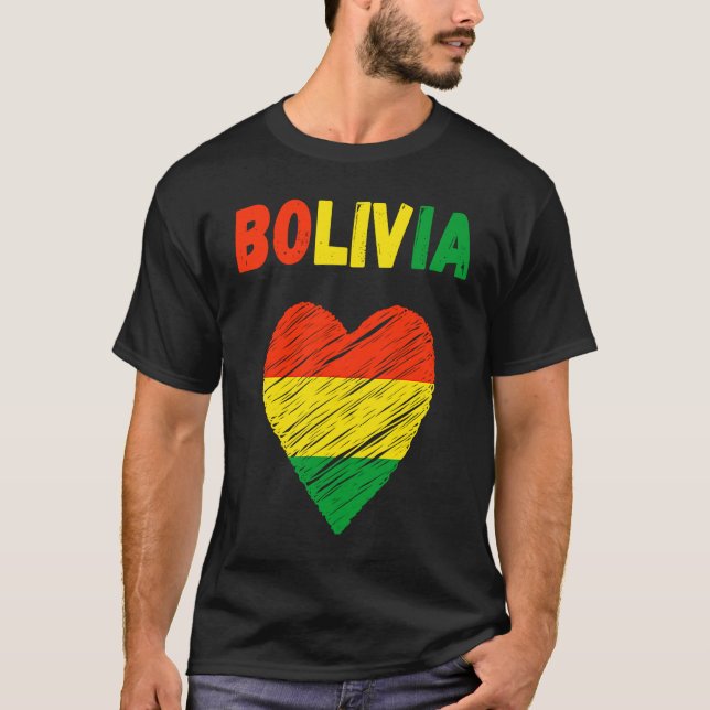 Bolivia Flag Holiday Bolivia Heart Bolivian Flag T Shirt (Framsida)