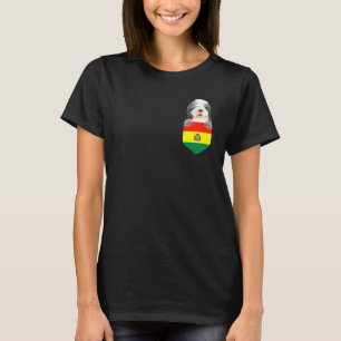 Bolivia Flagga Bearded Collie Hund In Pocket T Shirt