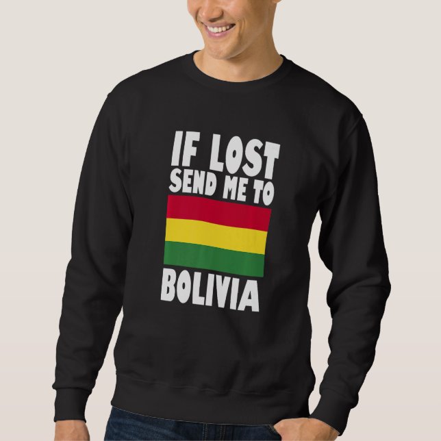 Bolivia Flagga Design  Om jag förloras skicka mig  Lång Ärmad Tröja (Framsida)