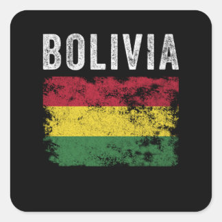 Bolivia Flagga Distress - Bolivias Flagga Fyrkantigt Klistermärke