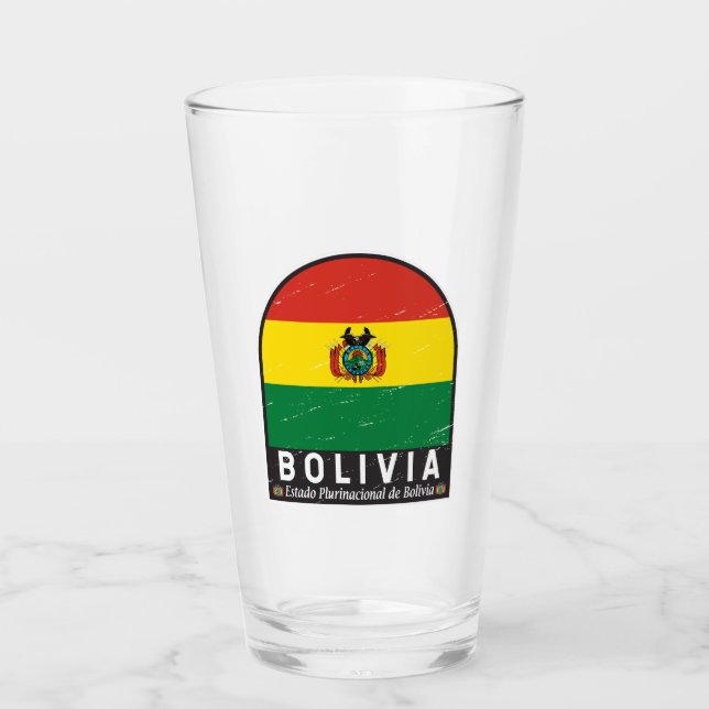 Bolivia Flagga Emblem Distress Vintage Glaskopp (Framsida)