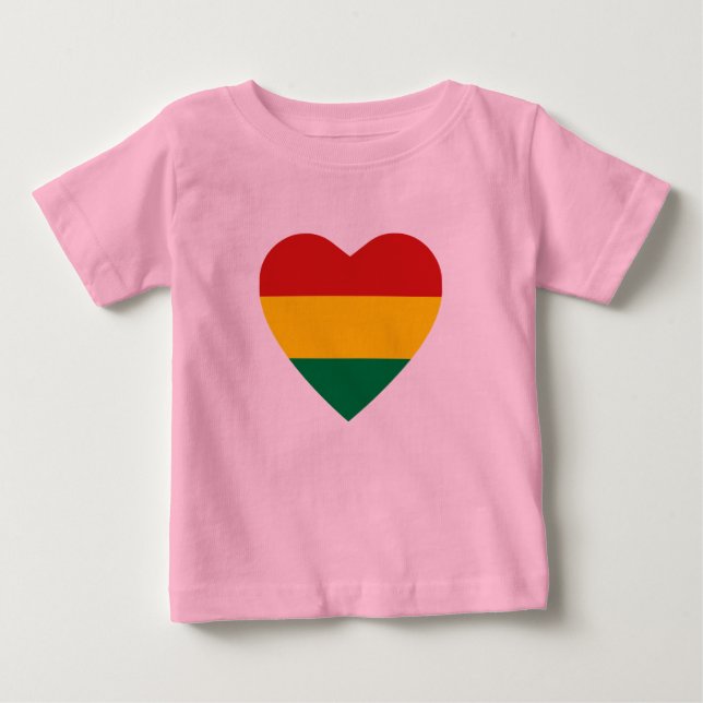 Bolivia Flagga Heart T-Shirt (Framsida)