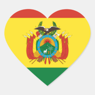 Bolivia flagga hjärtformat klistermärke
