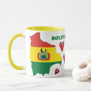 Bolivia Flagga i Land Karta Mugg