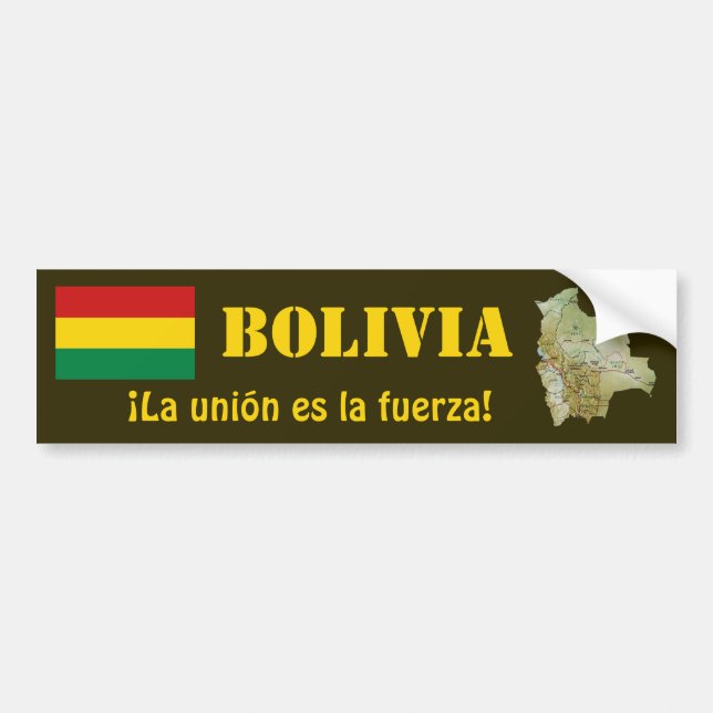 Bolivia Flagga + Karta Bildäckslapp Bildekal (Framsidan)
