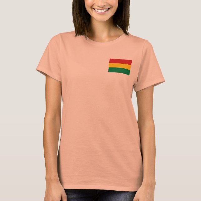 Bolivia Flagga + Karta T-Shirt (Framsida)
