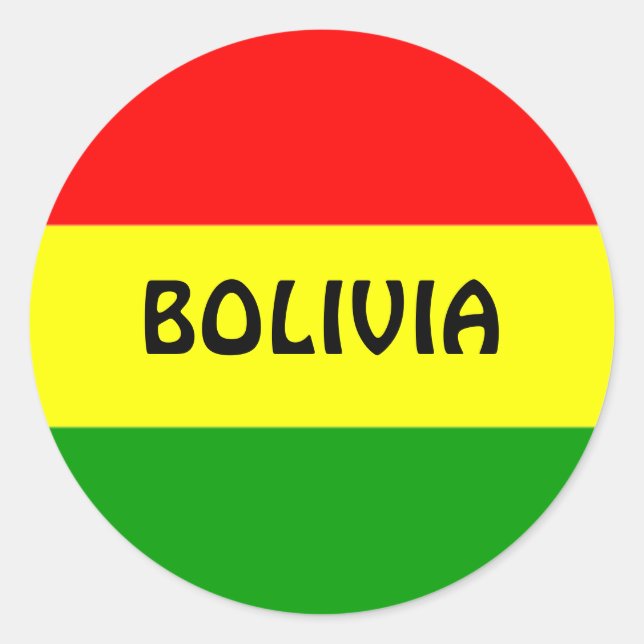 Bolivia flagga, märkt. runt klistermärke (Framsida)