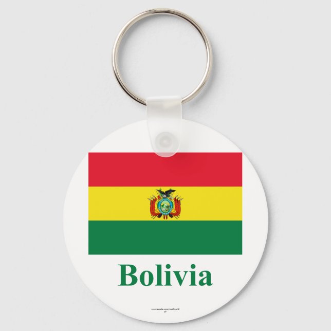 Bolivia Flagga med Namn Nyckelring (Framsida)