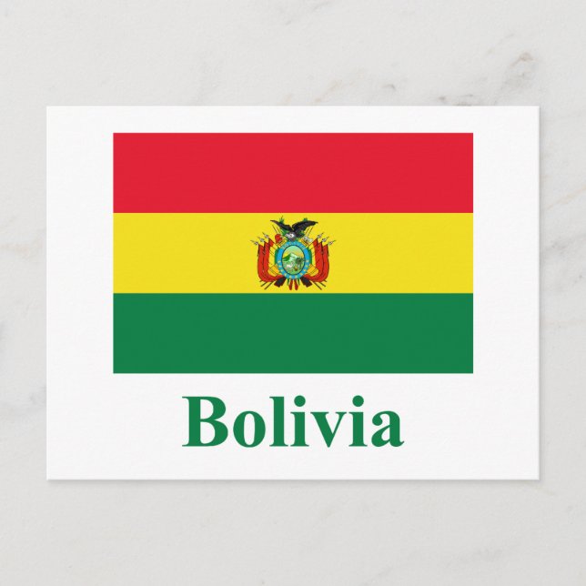 Bolivia Flagga med Namn Vykort (Framsida)