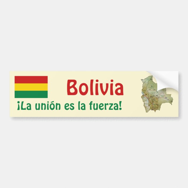 Bolivia Flagga och Karta Bildäckslapp Bildekal (Framsidan)