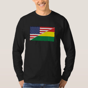 Bolivia Flagga och USA flagga Roots bolivianska hi T Shirt