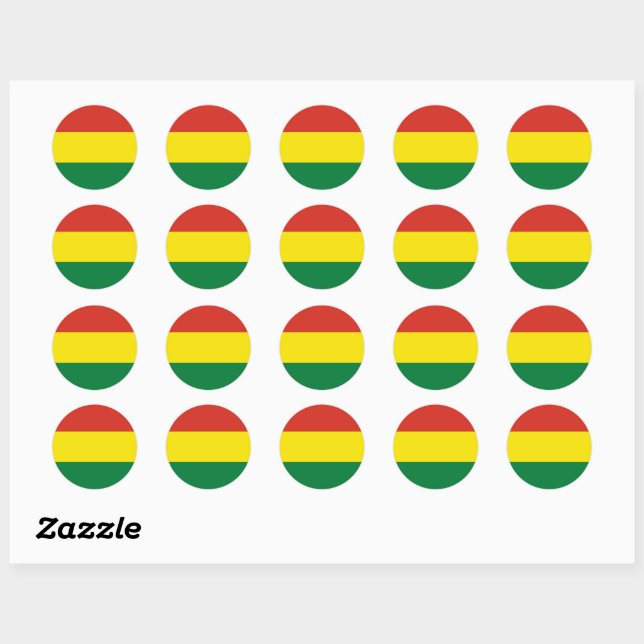 Bolivia flagga Sticker Runt Klistermärke (Ark)