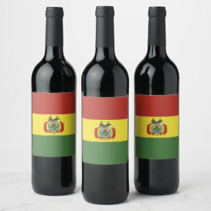 Bolivia flagga vinflaska etikett