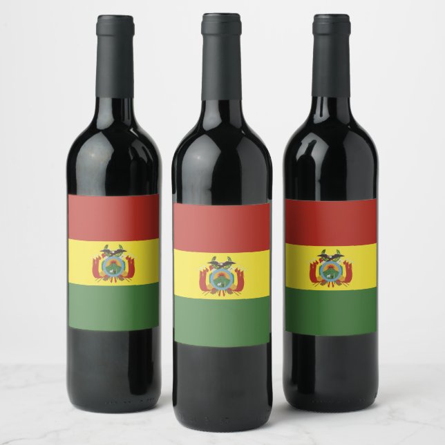 Bolivia flagga vinflaska etikett (Flaskor)