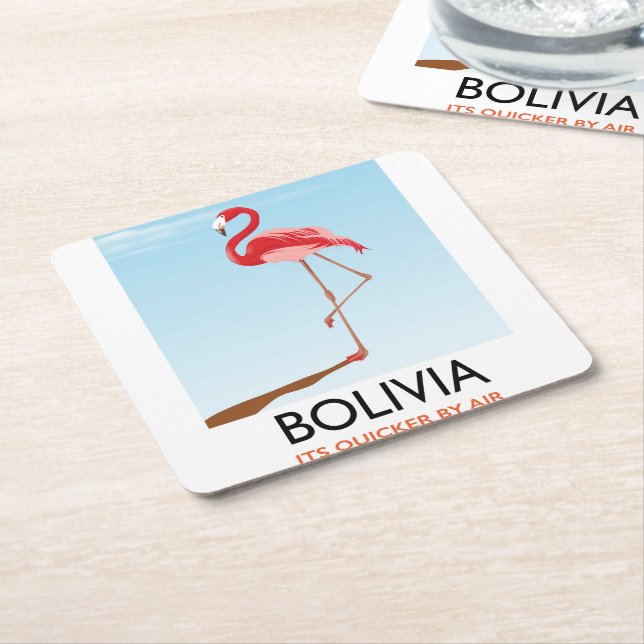 Bolivia Flamingo reseskylt Underlägg Papper Kvadrat (Vinklad)