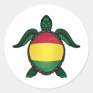 Bolivia-havssköldpadda, flagga-rund-dekal runt klistermärke