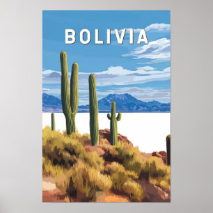 Bolivia Illustration Resa Konst Vintage Poster