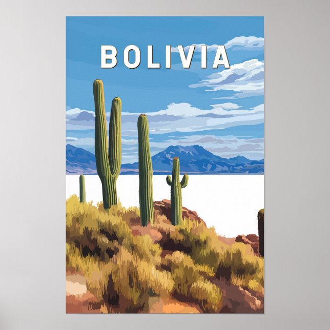 Bolivia Illustration Resa Konst Vintage Poster (Framsidan)