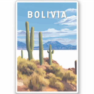 Bolivia Illustration Travel Art Vintage Klistermärken