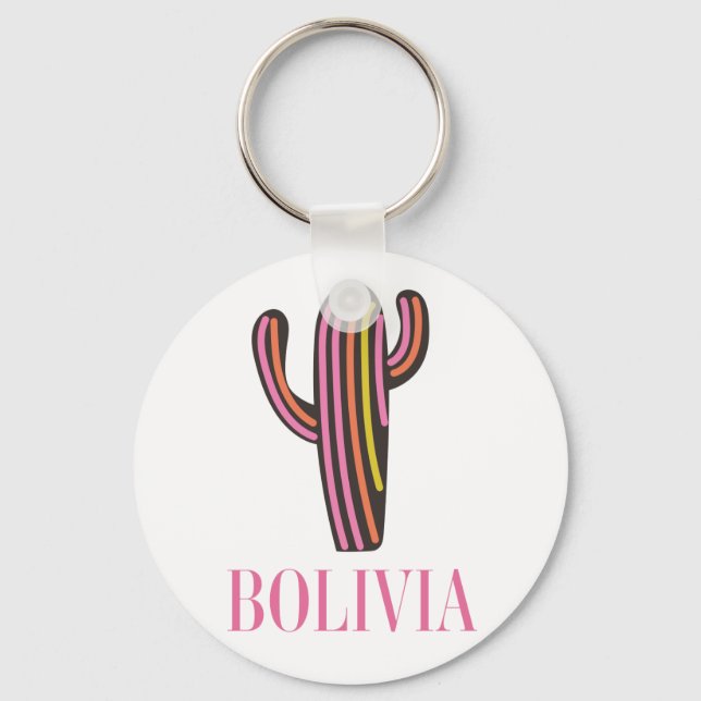 Bolivia kaktus resaffisch postkort nyckelring (Framsida)