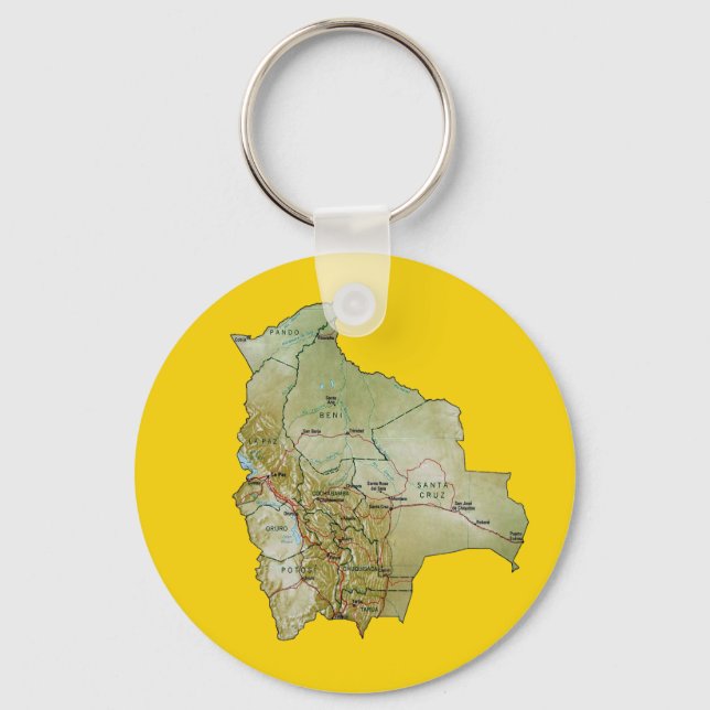 Bolivia Karta Keychain Nyckelring (Framsida)