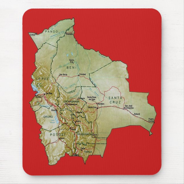 Bolivia karta Mousepad Musmatta (Framsidan)