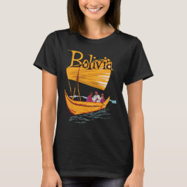 Bolivia Lake Titicaca Båt Retro Resa T Shirt