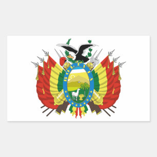 Bolivia land coat vapen symbol emblem flagga rektangulärt klistermärke