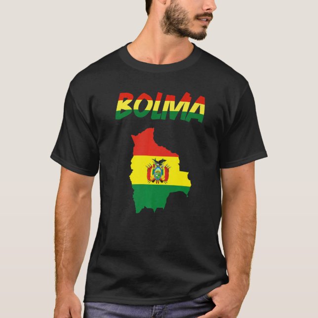 Bolivia Land Karta Flagga Bolivia Bolivia Bolivia  T Shirt (Framsida)