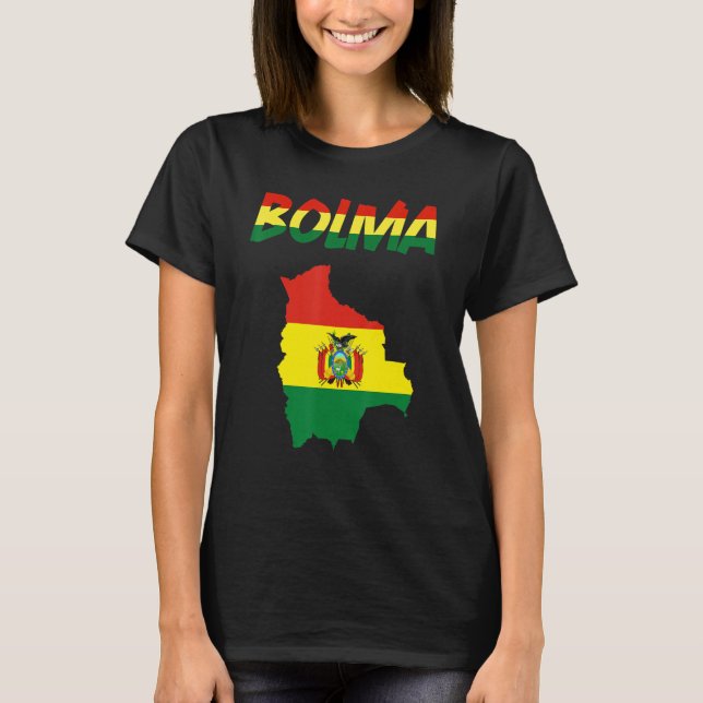 Bolivia Land Karta Flagga Bolivia Bolivia Bolivia  T Shirt (Framsida)