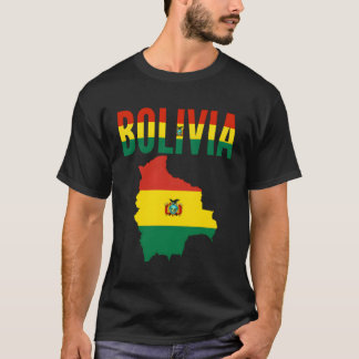 Bolivia Land Karta Flagga T Shirt