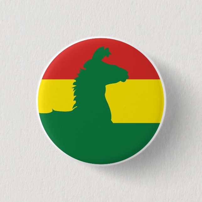 Bolivia Llama Alpaca Bolivias Flagga Knapp (Framsida)