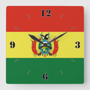 Bolivia National Flagga Patriotic Fyrkantig Klocka