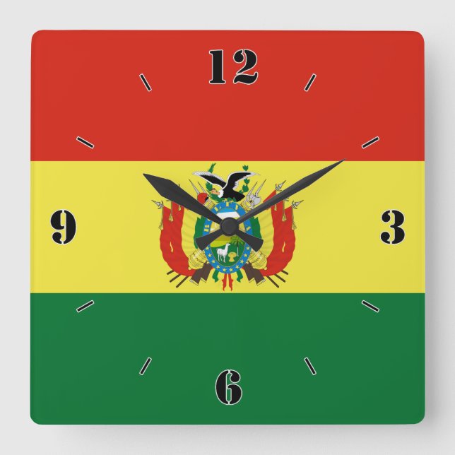 Bolivia National Flagga Patriotic Fyrkantig Klocka (Framsida)