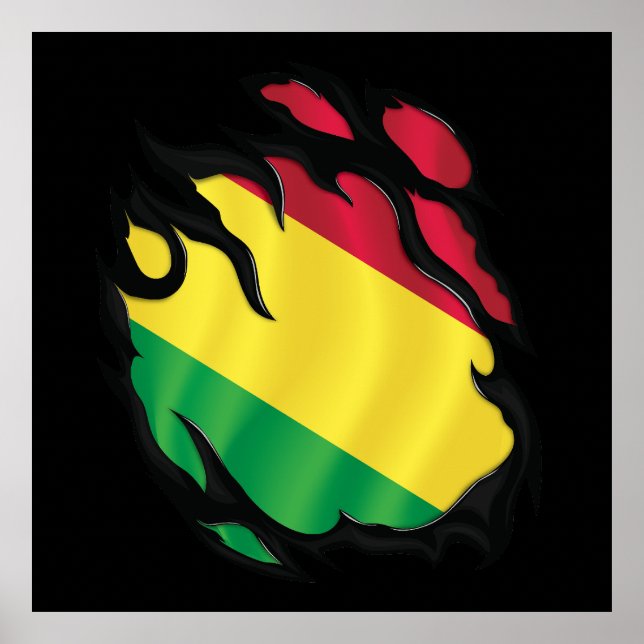 Bolivia Ripping Flagga Poster (Framsidan)