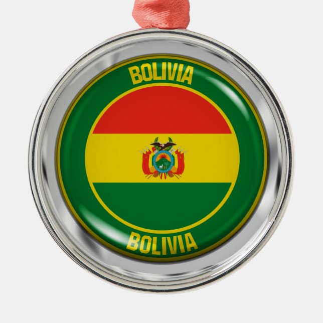 Bolivia Round Emblem Julgransprydnad Metall (Framsidan)