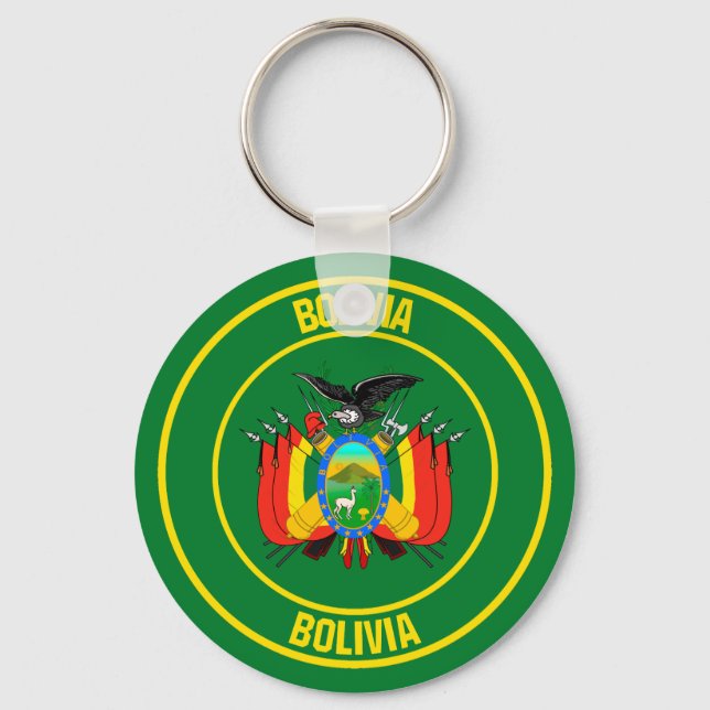 Bolivia Round Emblem Nyckelring (Framsida)